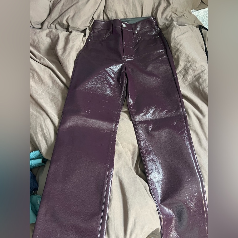 Express Glossy patent leather Dark Purple Pants